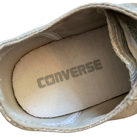 Converse | Size 7 All Star Sneakers metallic Silver Lace up minimalist low tops - Picture 9 of 16